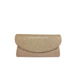 Csillámporos, rózsaarany színű alkalmi táska. 