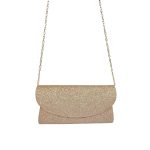 Csillámporos, rózsaarany színű alkalmi táska. 