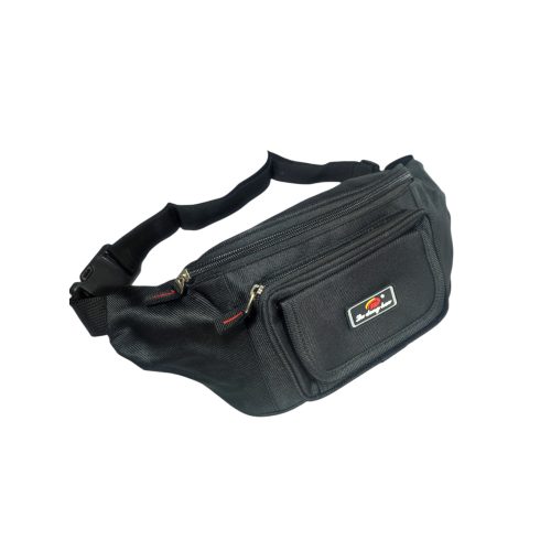 Férfi nagyméretű övtáska hátulján zsebbel.