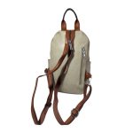 Világos női hátizsák és válltáska sok zsebbel.