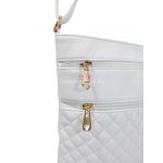 Fehér női táska hosszú pánttal.