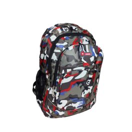 Színes, terepmintás fiú hátizsák.