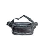 Nagyméretű műbőr férfi övtáska, sok zsebbel.