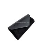 Fekete női alkalmi táska, bársony-lakkozott külsővel.