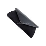 Fekete női alkalmi táska, bársony-lakkozott külsővel.