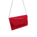 Piros alkalmi táska, csipke mintával.