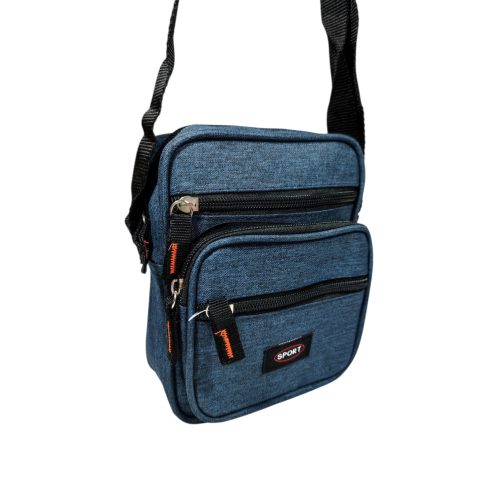 Kék kicsi férfi sokzsebes átvetős táska.