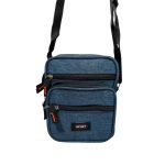 Kék kicsi férfi sokzsebes átvetős táska.