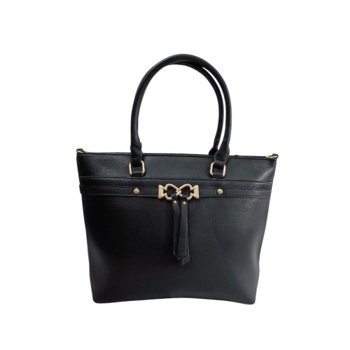 Fekete női kézitáska, osztott belsővel.