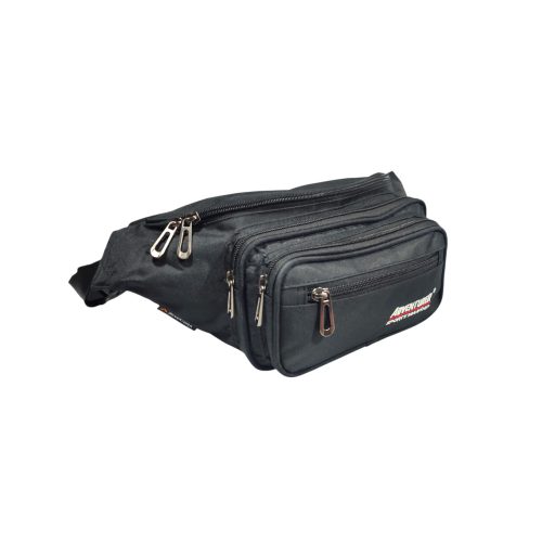 Nagy férfi fekete övtáska zsebekkel.